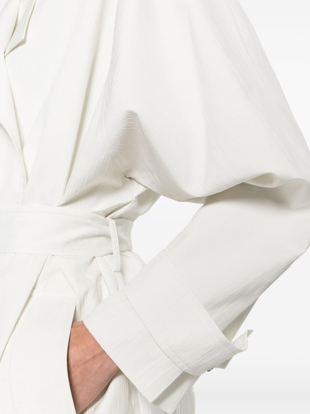 Shop Calvin Klein Crinkled Maxi Trench Coat In Neutrals