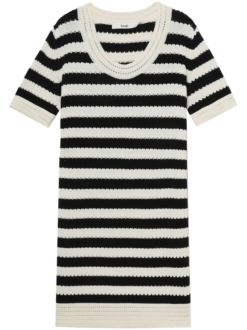 B+ab Horizontal Stripe Knitted Short-sleeved Dress In Black