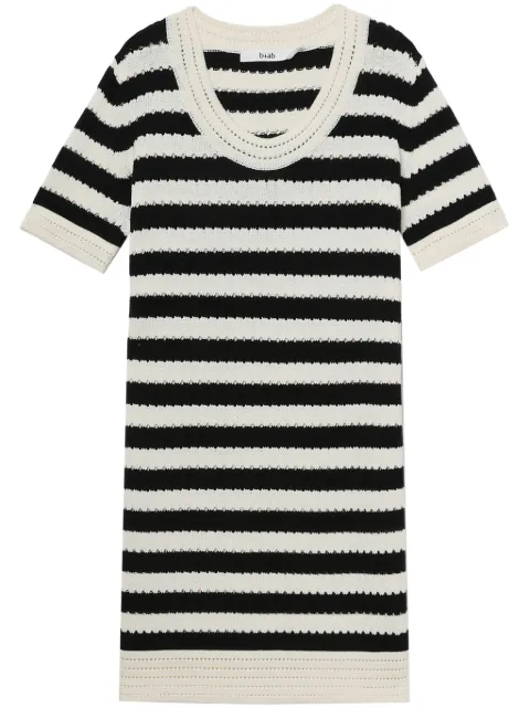 b+ab horizontal stripe knitted short-sleeved dress