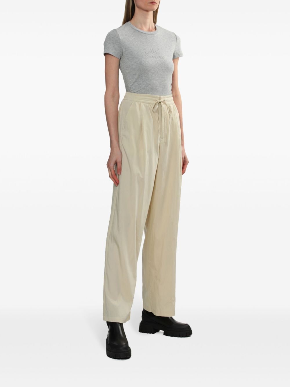 Shop B+ab Pleat-detail Wide-leg Trousers In Neutrals