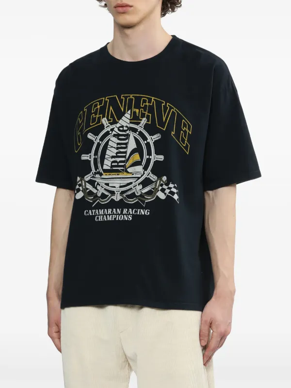 RHUDE Geneve Catamaran Cotton T-shirt | Black | FARFETCH