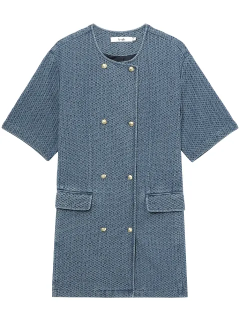 b+ab double-breasted textured denim mini dress