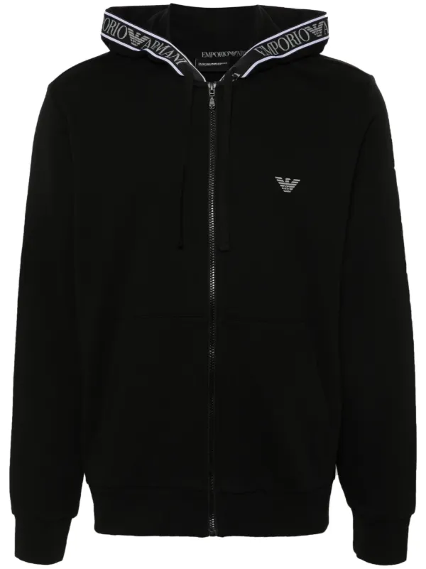 Emporio Armani logo-tape zip-up Hoodie - Farfetch