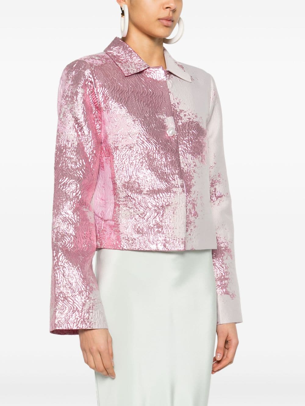 Shop Stine Goya Sgkiana Abstract-pattern Blazer In Pink