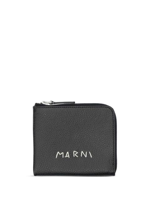 Marni logo-stitch zipped leather wallet Men