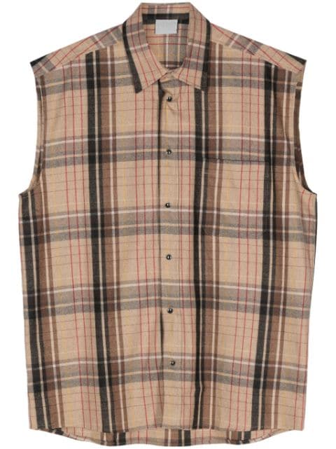 VTMNTS tarta-check flannel sleeveless shirt