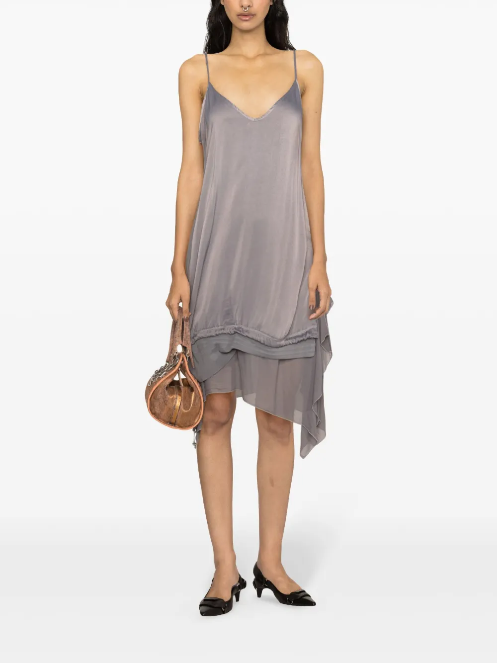 Shop Diesel D-uchi Asymmetric Midi Dress In Grey