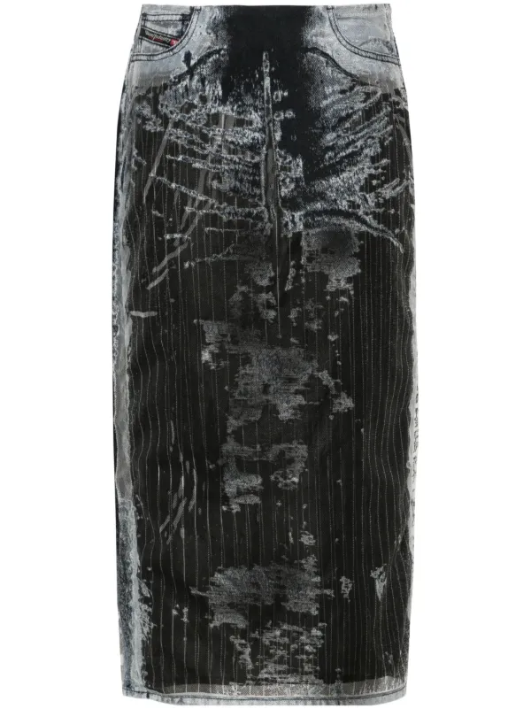 【送料&関税込】Diesel Skirt de-pra-fse1 Diesel De-Pra-Fse1 デニムスカート | ブラック | FARFETCH JP
