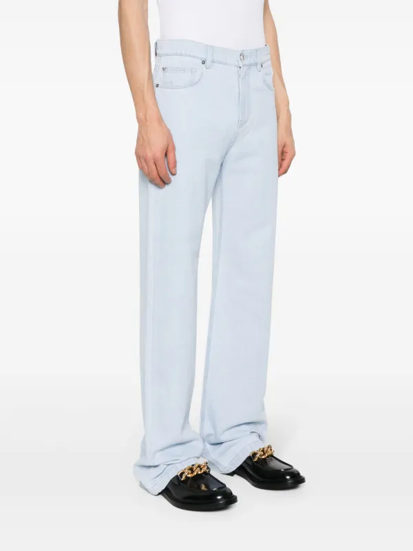 Versace★素敵！Men's Logo Embroidered Straight Jeans Versace logo-appliqué Straight Jeans | Blue | FARFETCH ID