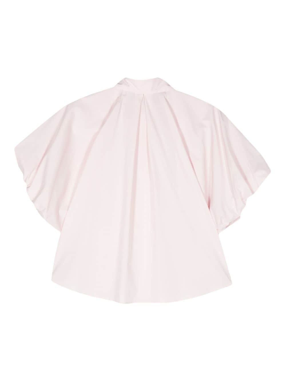 Shop Mazzarelli Puff-sleeve Poplin Blouse In 粉色
