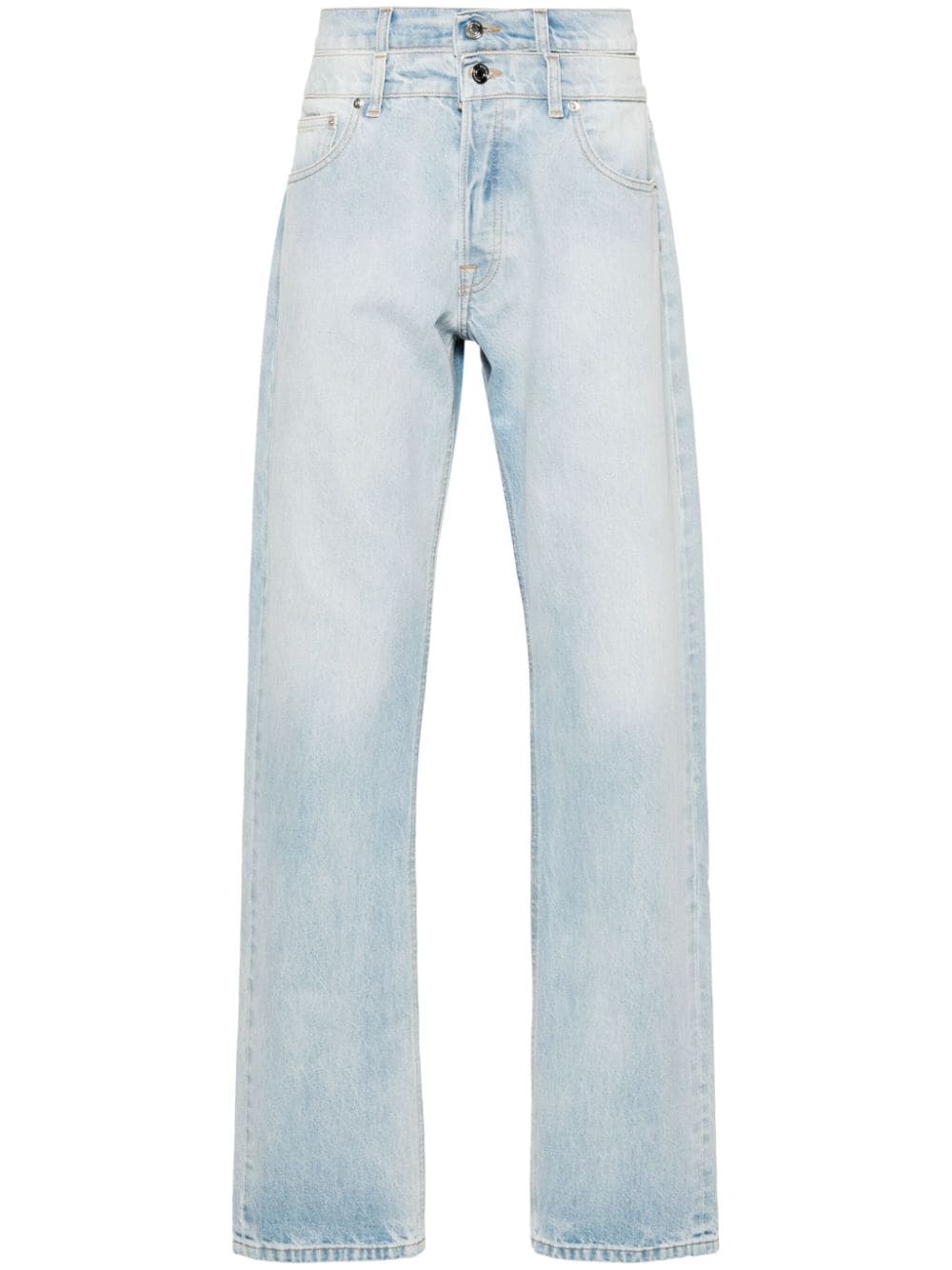 double-waistband straight-leg jeans