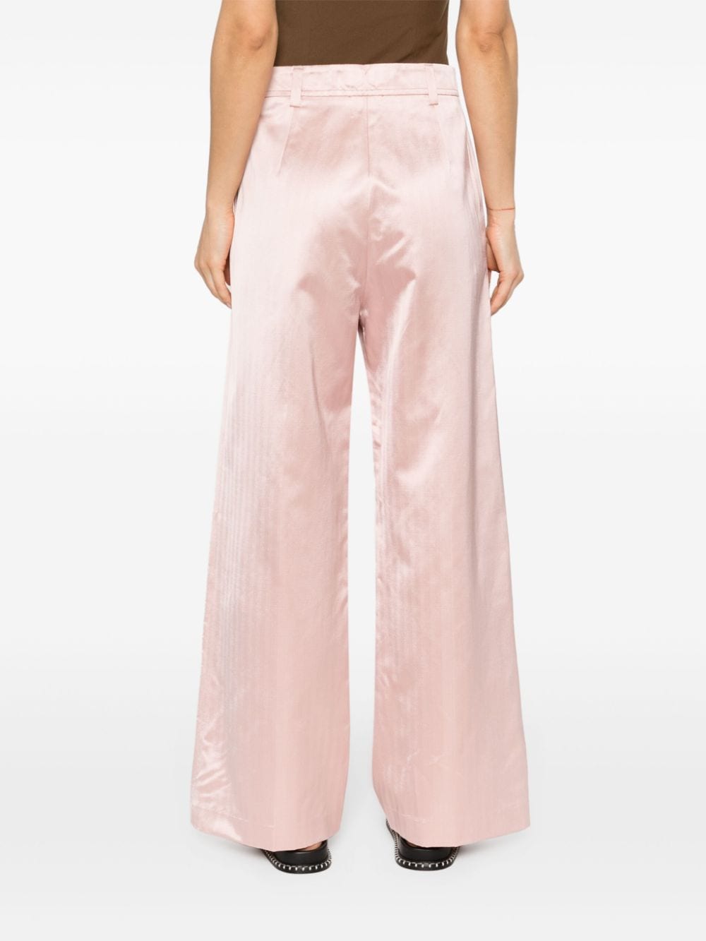 Shop Forte Forte Herringbone Wide-leg Trousers In Pink