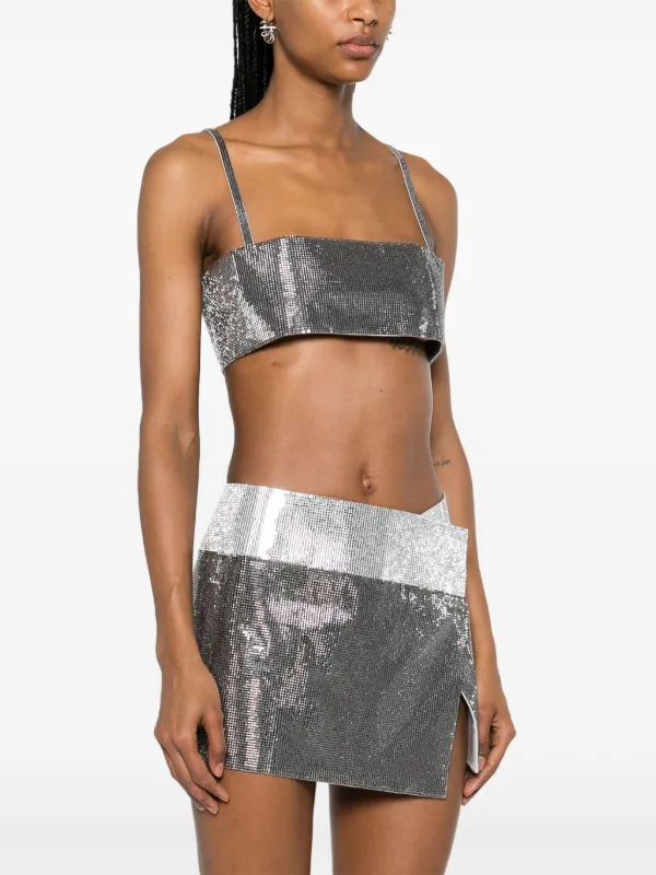 Nuè Mirror rhinestone-embellished Crop Top | Grey | FARFETCH