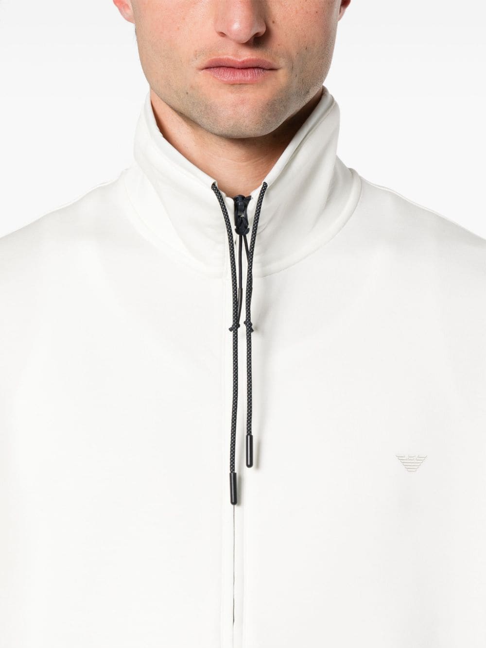 Shop Emporio Armani Appliqué-logo Zipped Sweatshirt In White