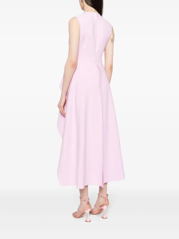 Solace London The Severny Peplum Midi Dress | Pink | FARFETCH SG