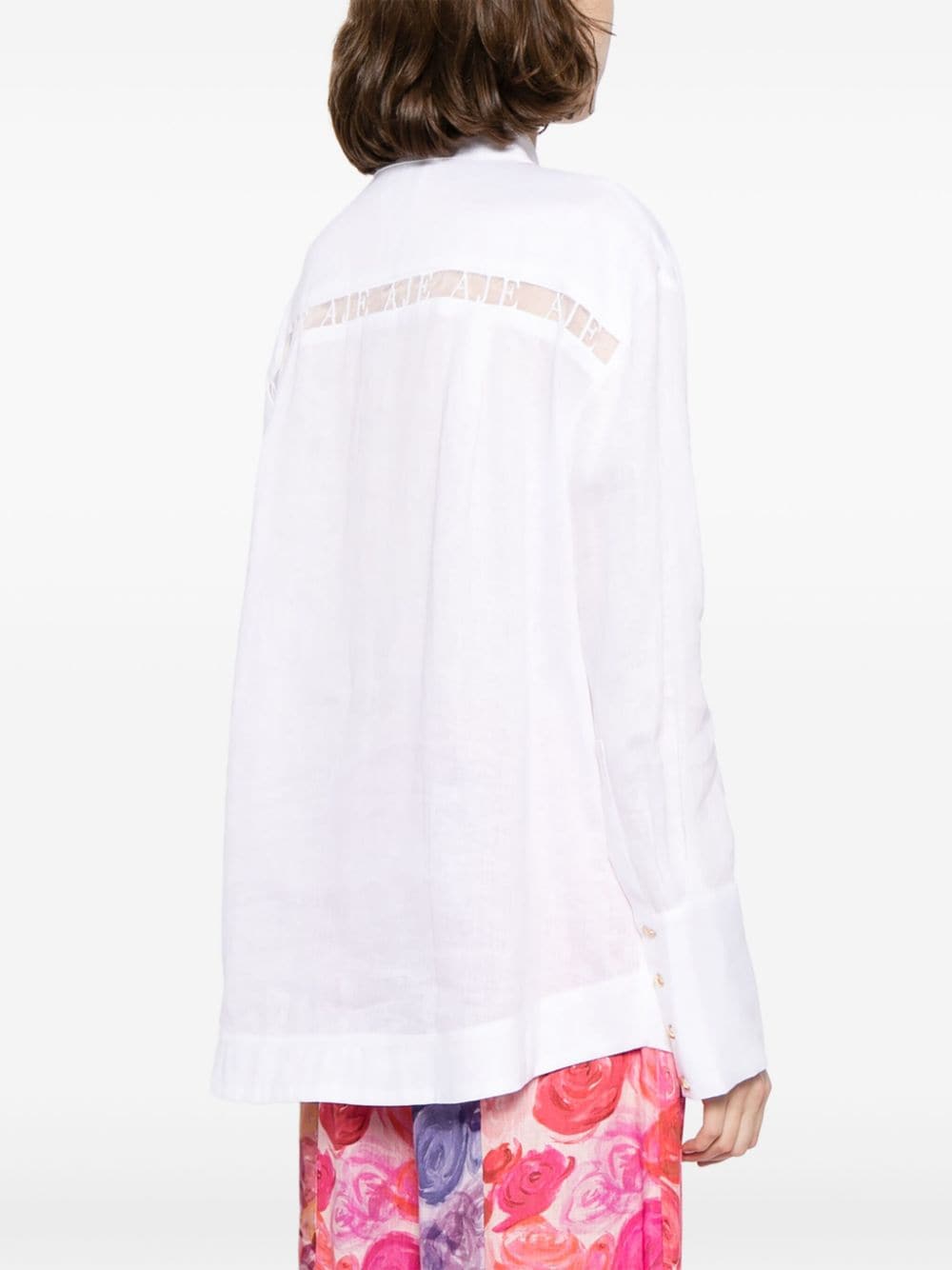 Shop Aje Logo-embroidered Linen Shirt In White