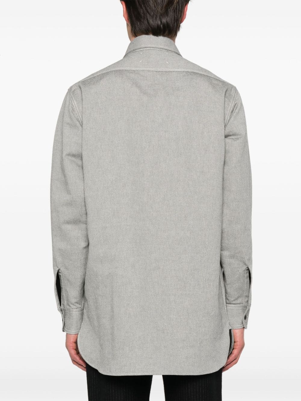 Shop Maison Margiela Pointed-collar Cotton Shirt In Grey