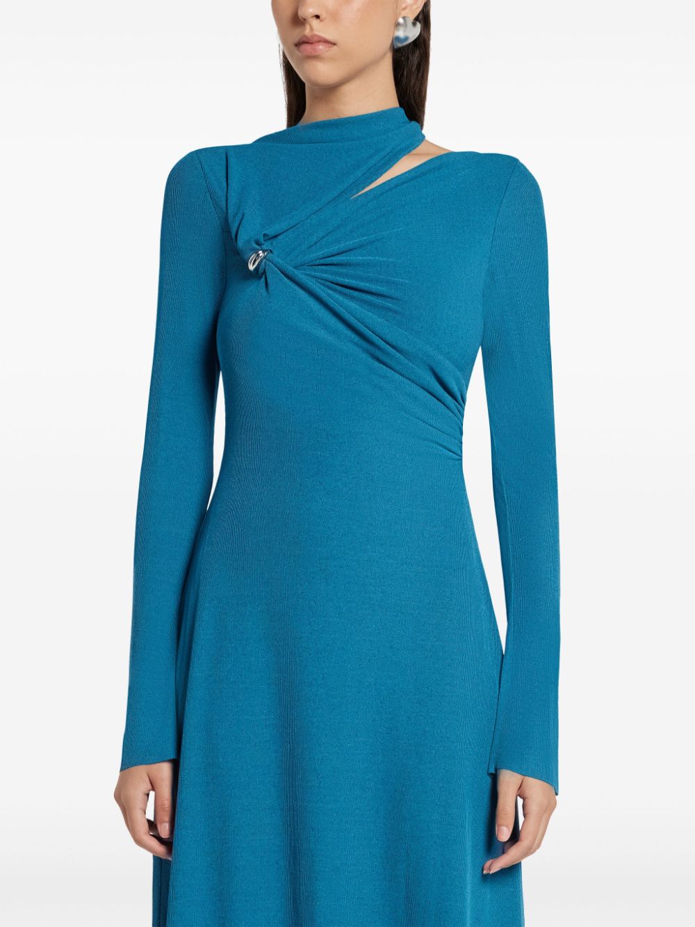 Shop Chats By C.dam Ruched-detail Long-sleeve Dress In Blue