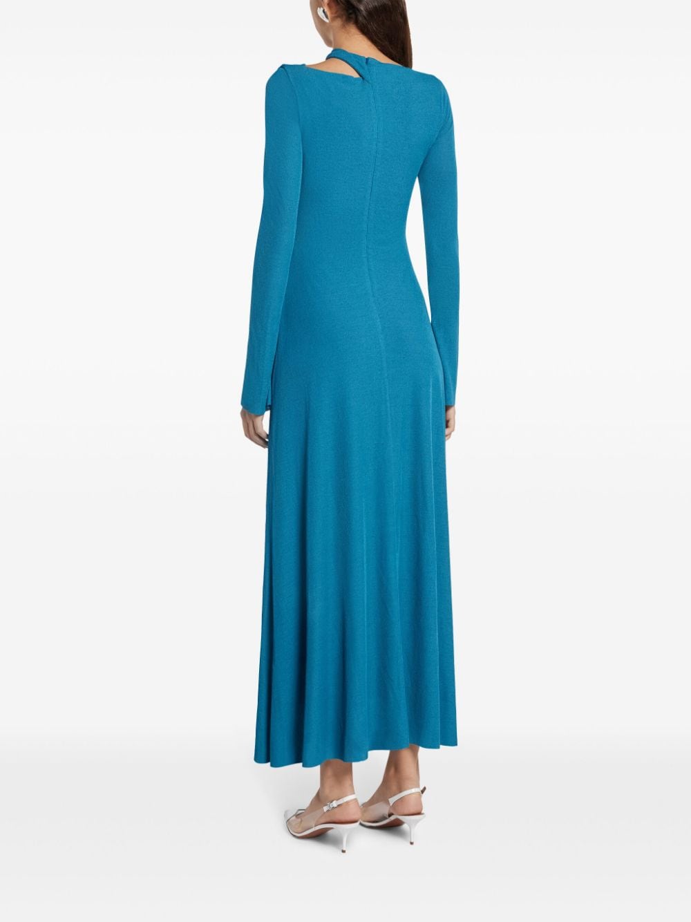 Shop Chats By C.dam Ruched-detail Long-sleeve Dress In Blue