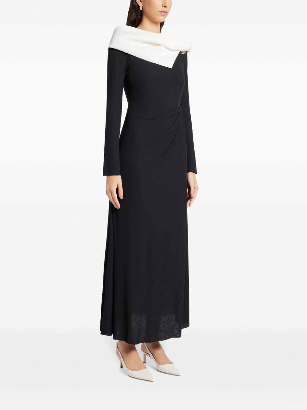 Shop Chats By C.dam Asymmetric Long-sleeve Dress In Black