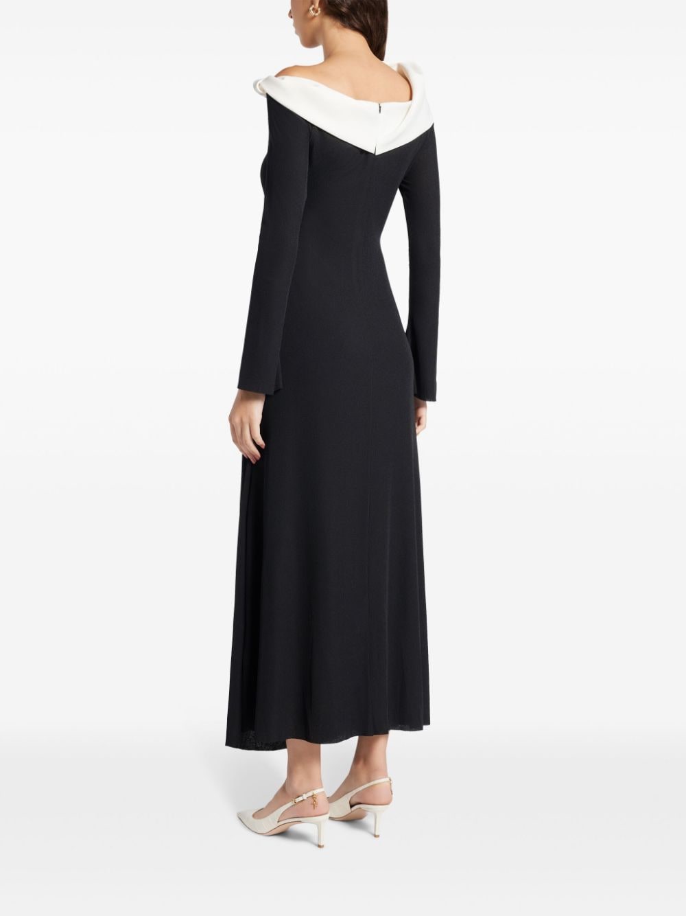 Shop Chats By C.dam Asymmetric Long-sleeve Dress In Black