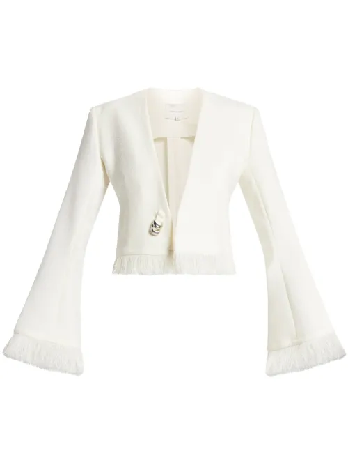 Veste crop frangée à col v - CHATS BY C.DAM - Modalova