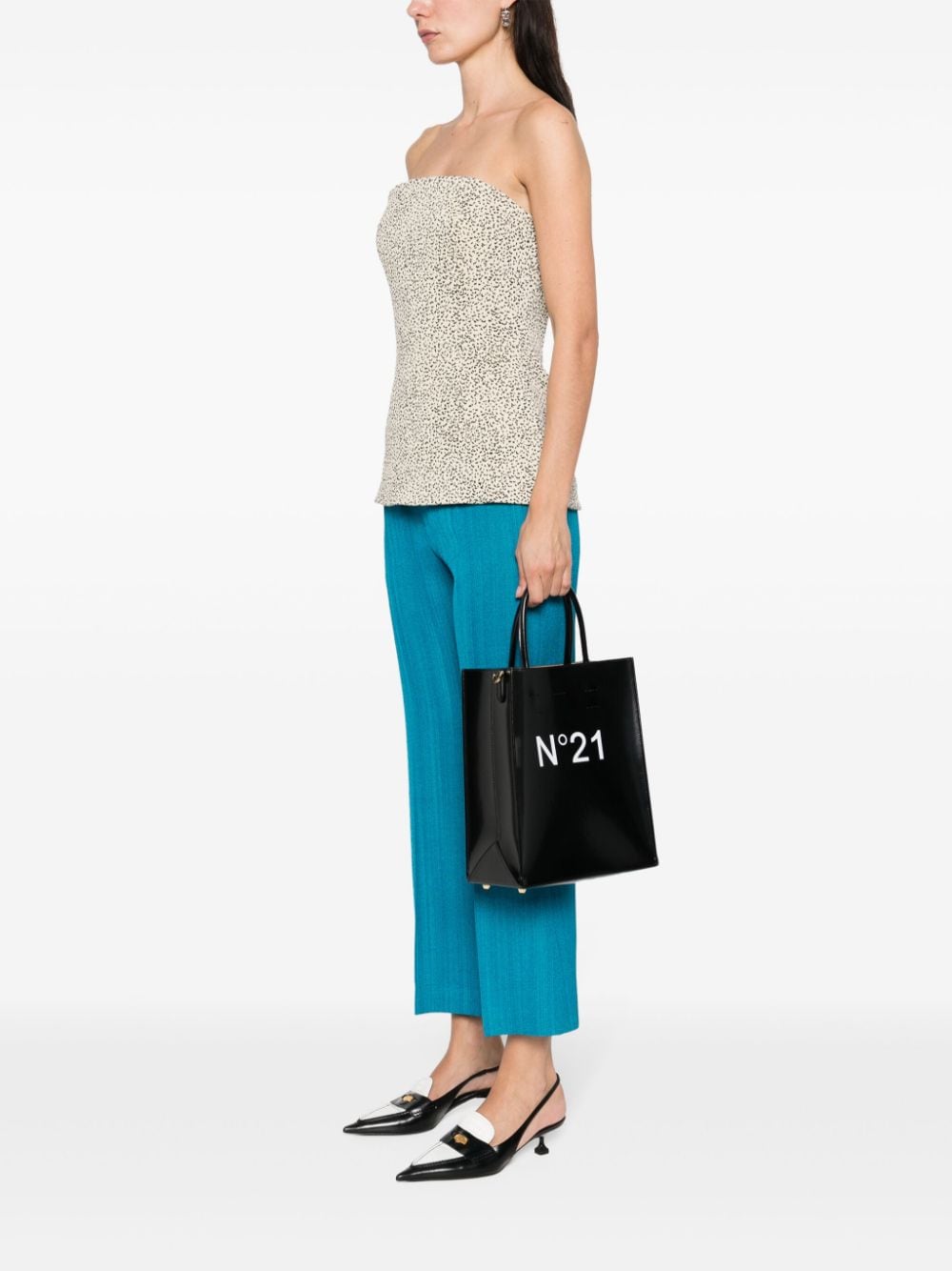 Nº21 logo-print leather tote bag - Zwart