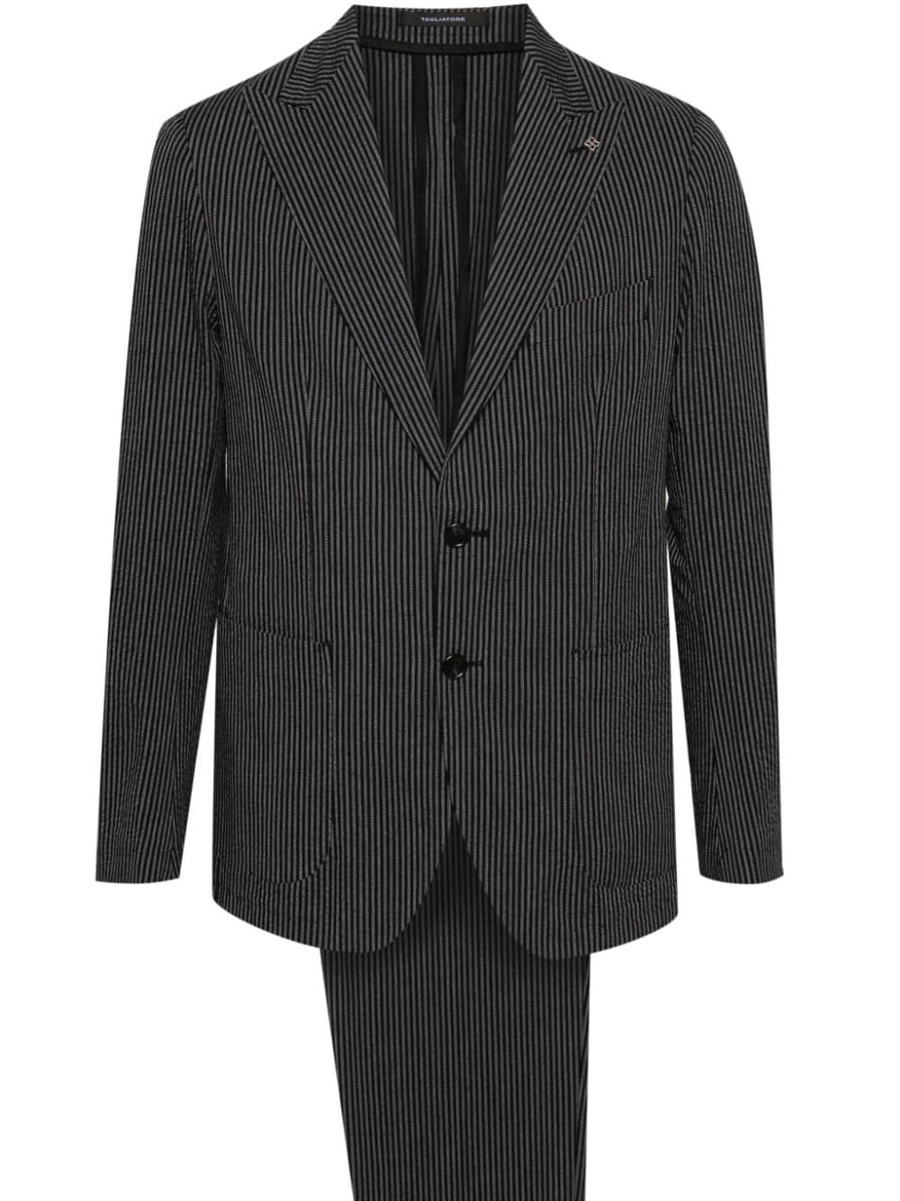 Tagliatore Striped Single-breasted Suit In Black