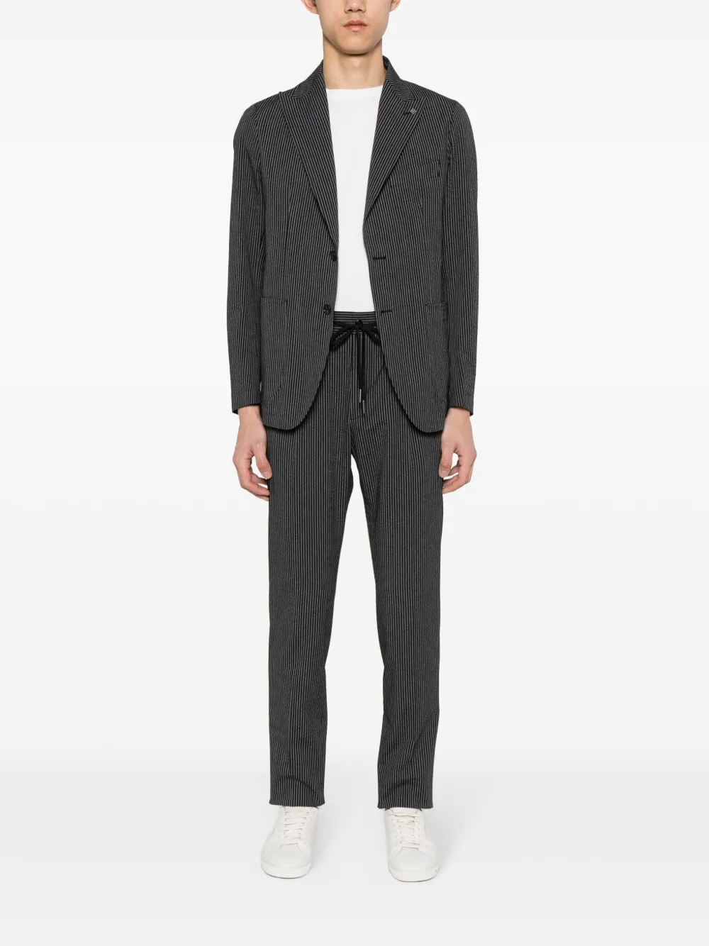 Shop Tagliatore Striped Single-breasted Suit In Black