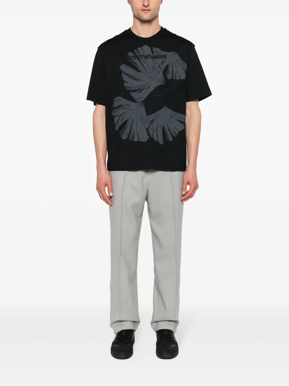 Emporio Armani Katoenen T-shirt met geborduurd logo - Zwart