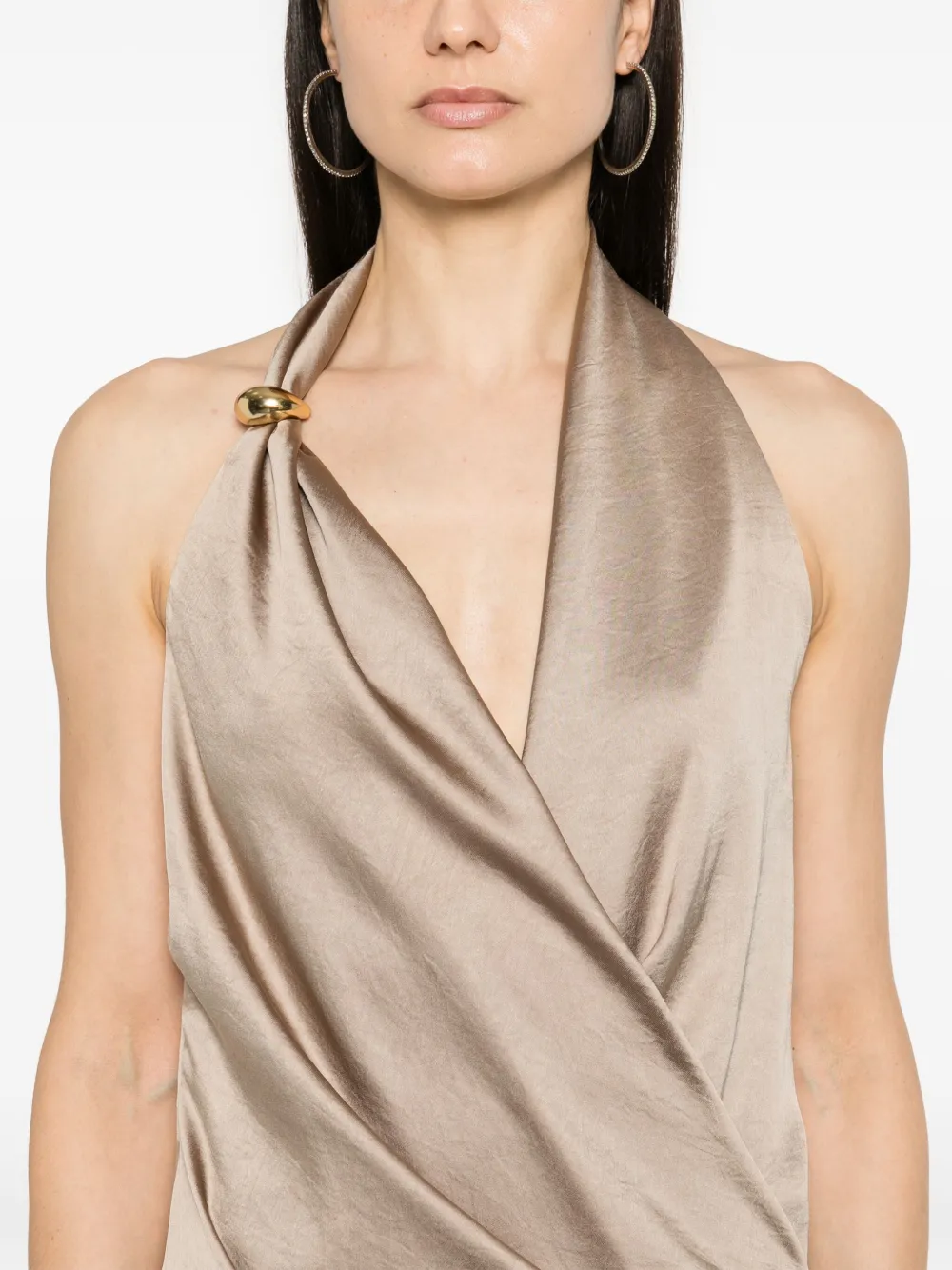 Shop Blumarine Satin Maxi Dress In Grey