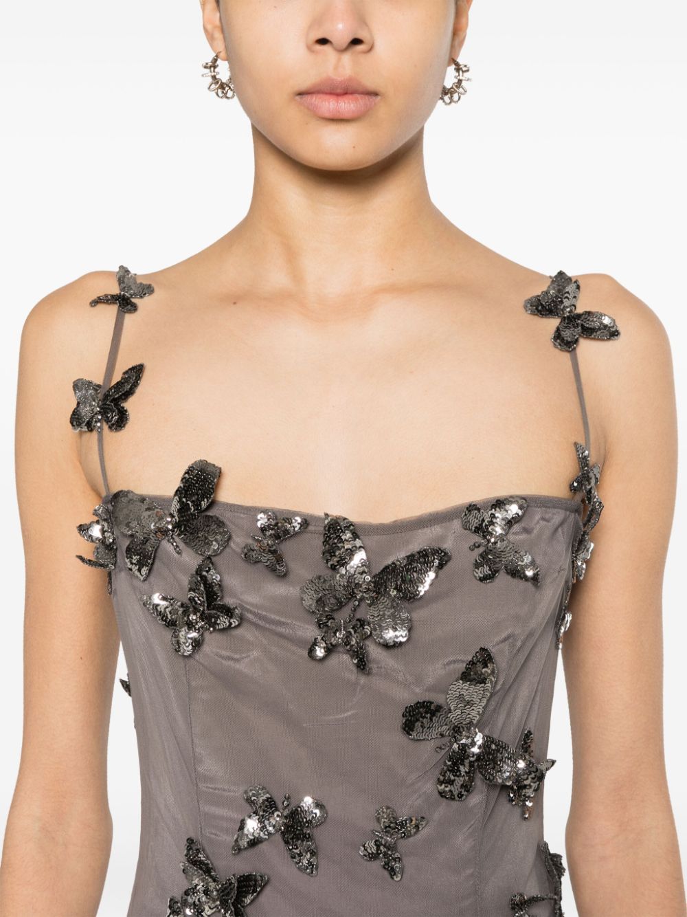 Blumarine Mini-jurk met vlinderapplicatie Grijs