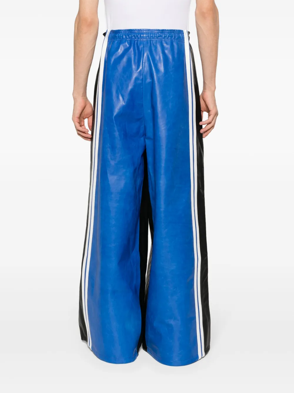 Shop Vetements Colourblock Leather Trousers In Blau