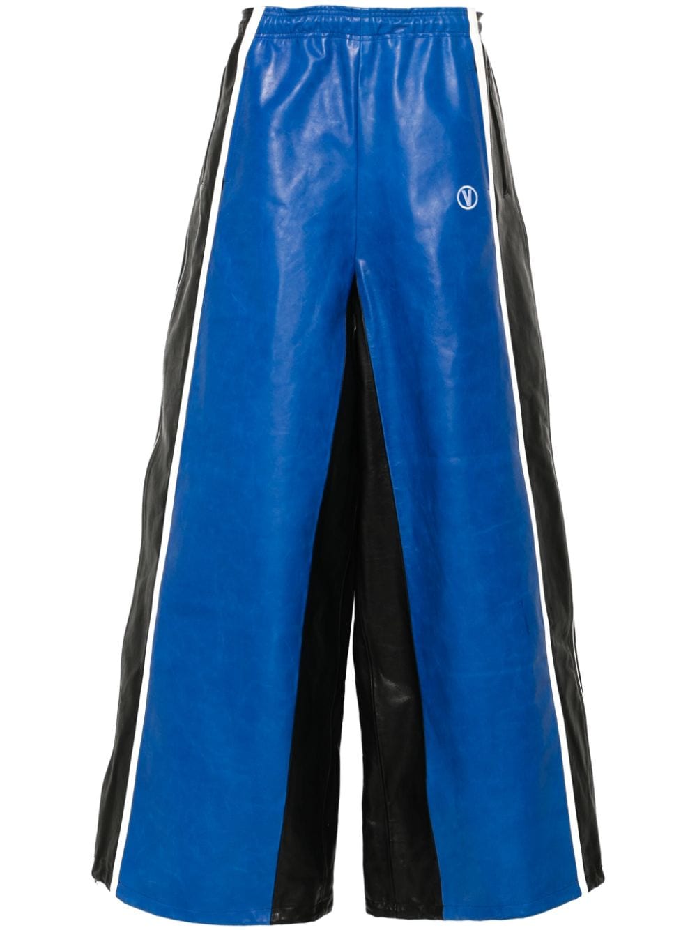 VETEMENTS Leren broek met colourblocking Blauw