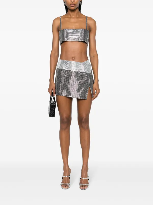 Nuè rhinestone-embellished Mini Skirt Silver FARFETCH IN