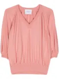 Nude puff-sleeve knitted top - Pink