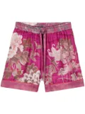 Pierre-Louis Mascia Aloe floral-print silk shorts - Purple