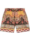 Pierre-Louis Mascia Aloe floral-print silk shorts - Yellow