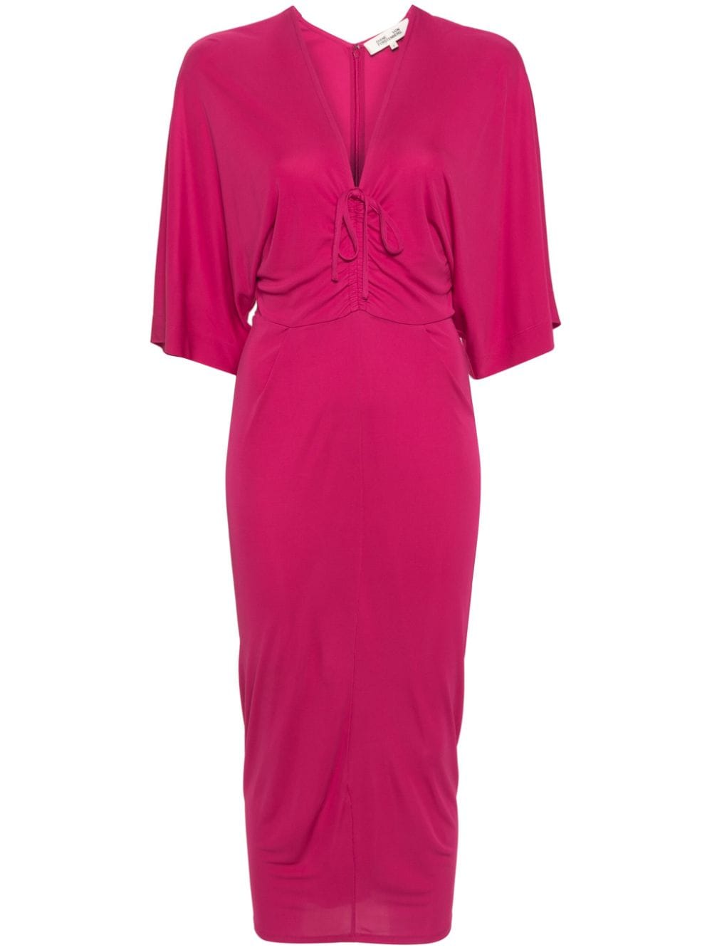Diane Von Furstenberg Valerie Gathered-detail Dress In Pink