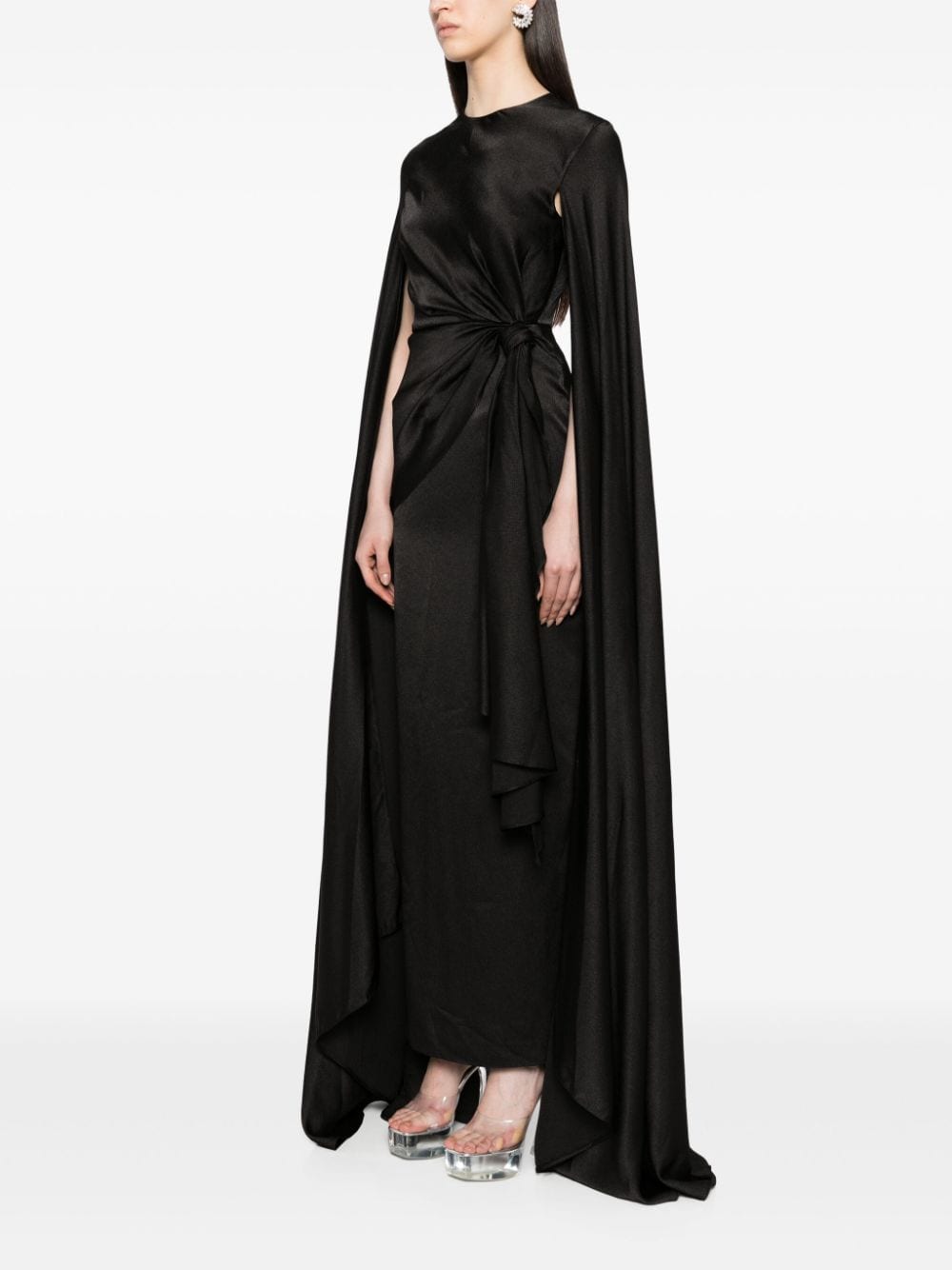 Shop Solace London The Elya Satin Maxi Dress In Black