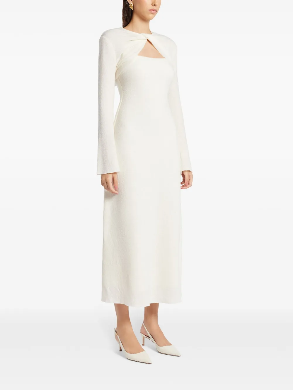 Shop Chats By C.dam Knot-detail Midi Dress In White