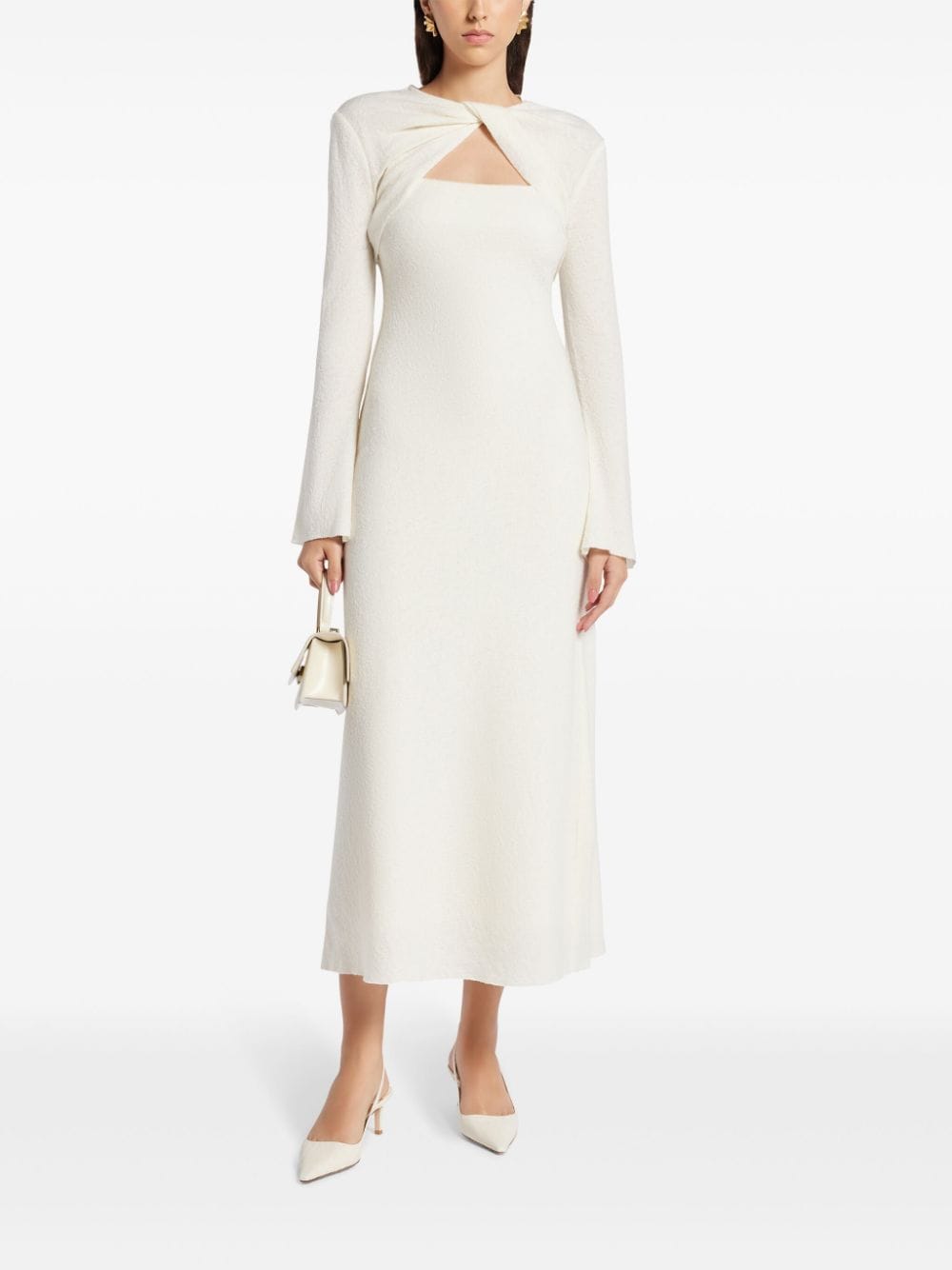 Shop Chats By C.dam Knot-detail Midi Dress In White