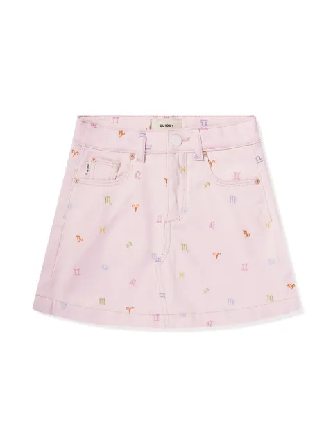 DL1961 KIDS Jenny Sign-embroidered denim skirt
