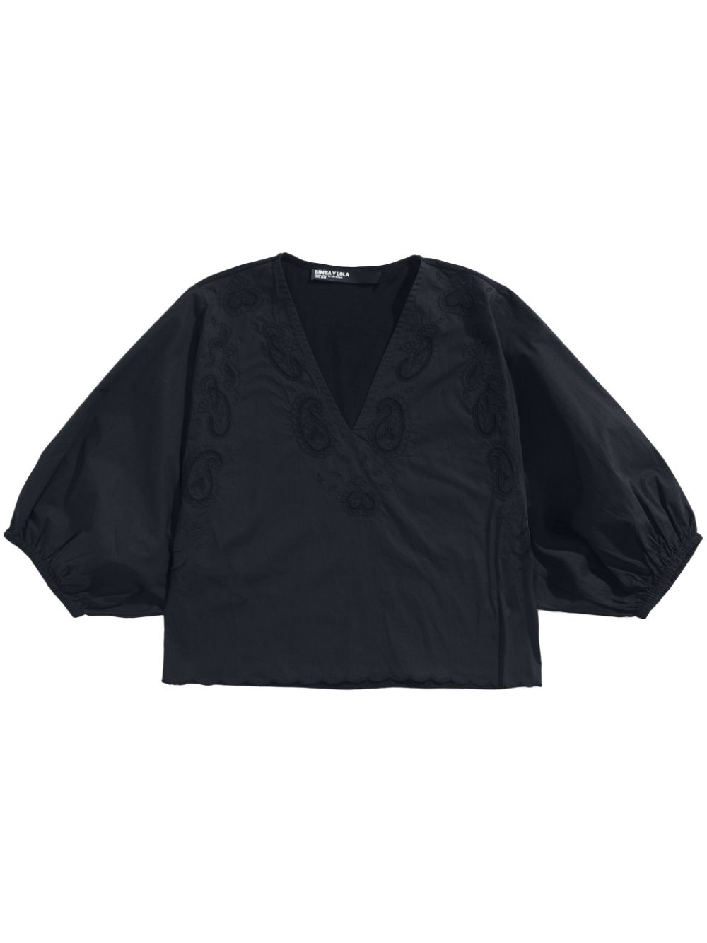 Bimba Y Lola Embroidered V-neck Blouse In Black