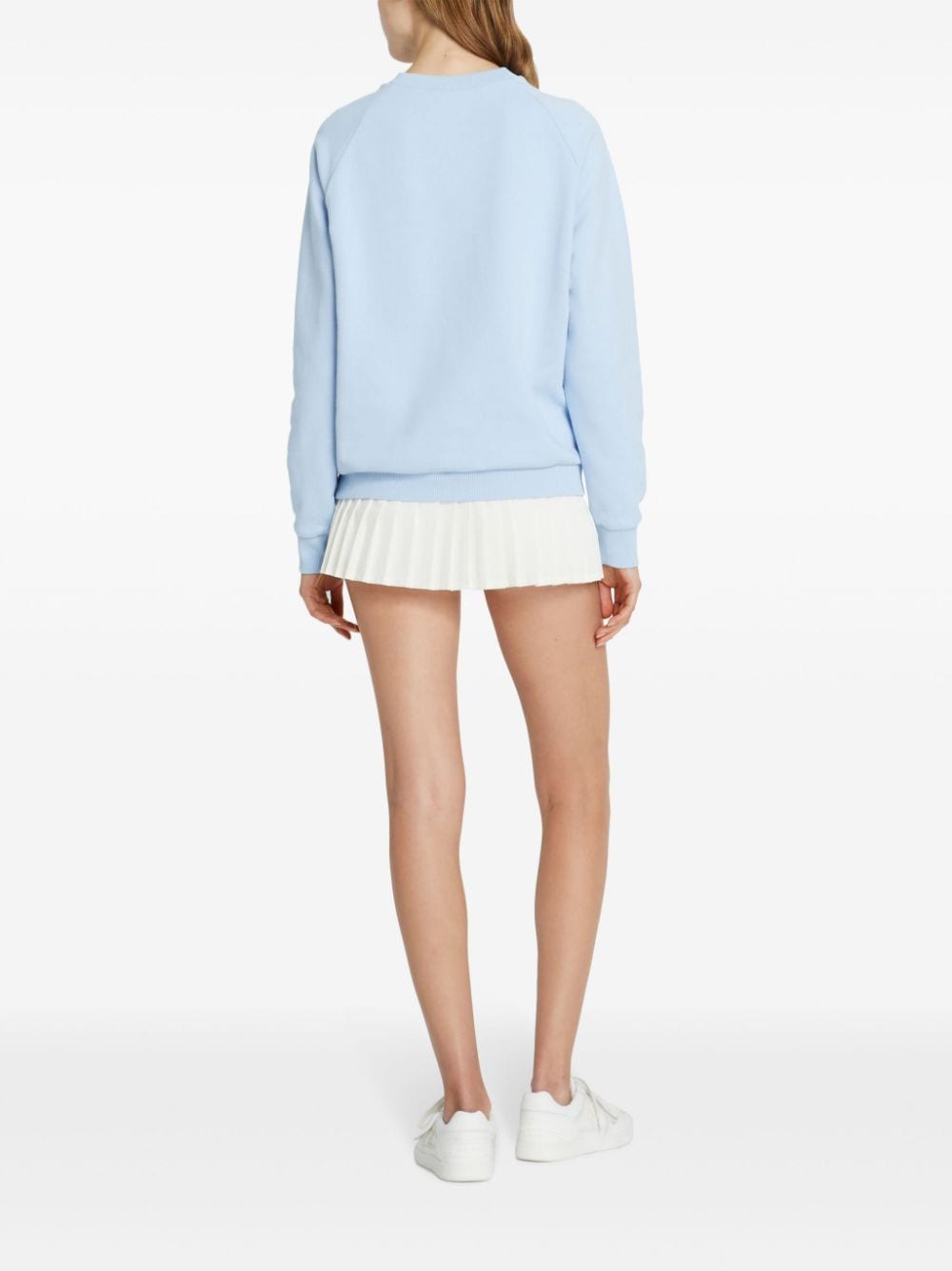 Shop Tory Burch Double T-appliqué Cotton Sweatshirt In Blue
