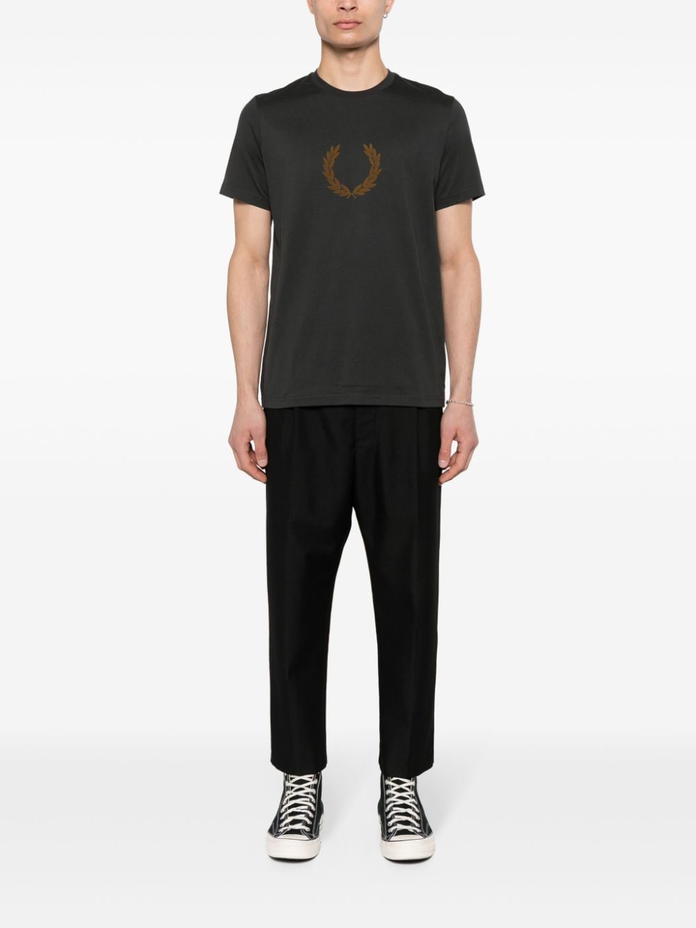 Image 2 of Fred Perry flocked-logo cotton T-shirt