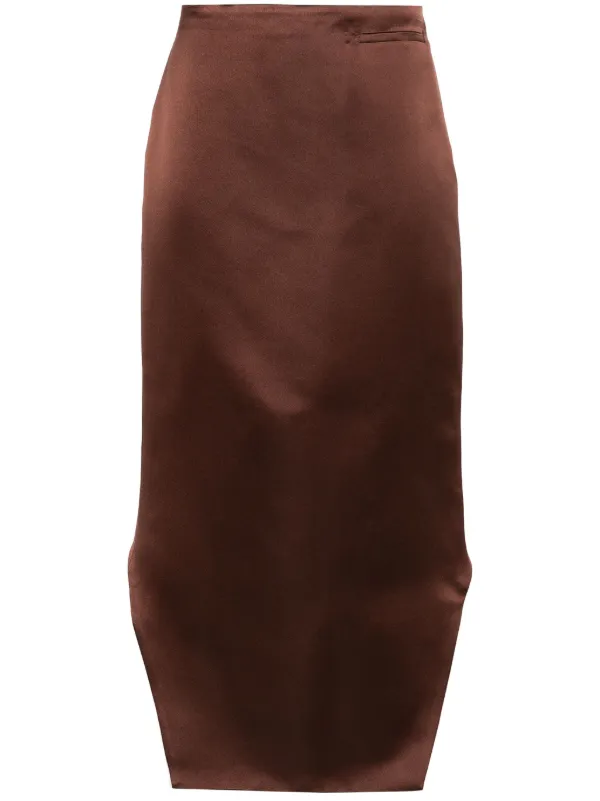 Givenchy Asymmetric Skirt in Silk Satin in Brown