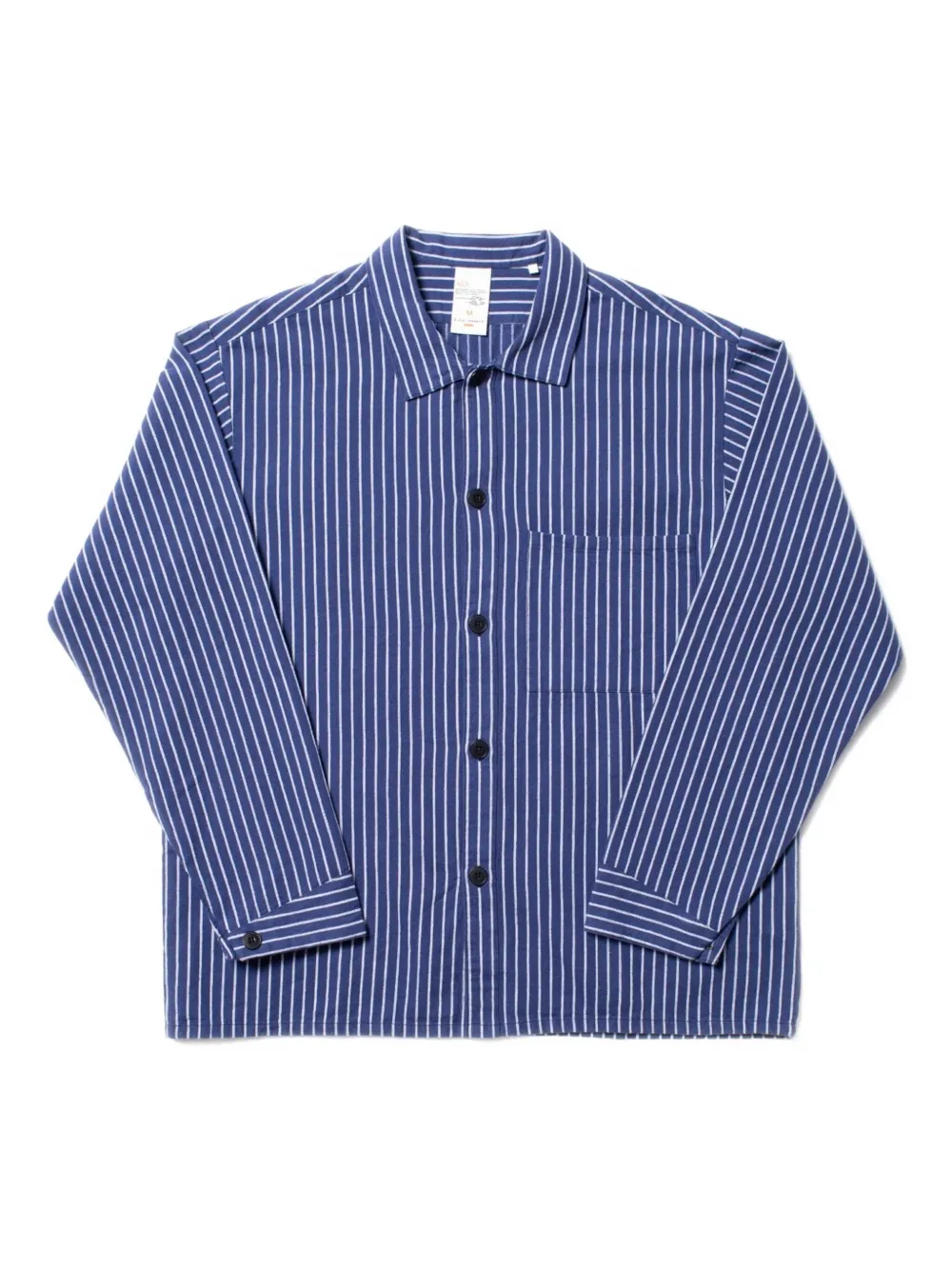 Nudie Jeans Striped-pattern Pocket-patch Shirt