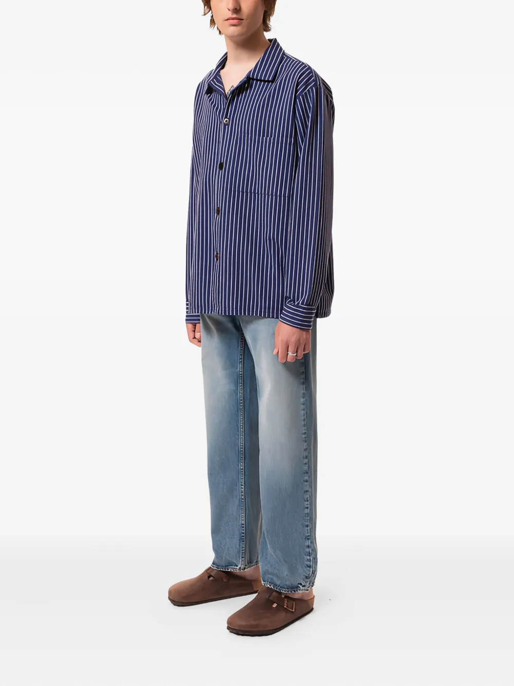 Nudie Jeans striped-pattern pocket-patch shirt | Image 2