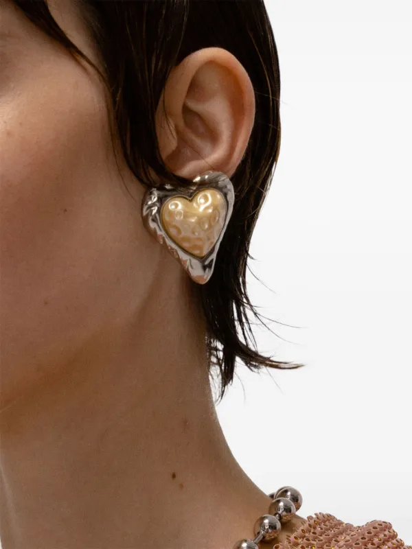JULIETTA Heart clip on Stud Earrings Silver FARFETCH IE